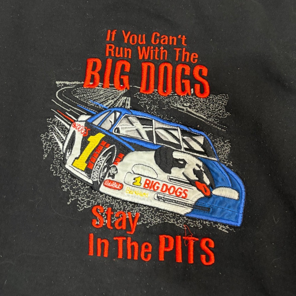 Big Dogs Sweatshirt Mens 3X Black Racing Graphic Embroidered NASCAR VTG